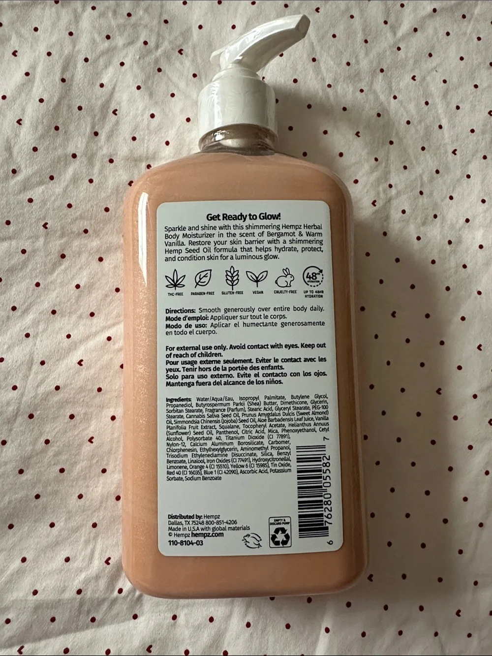 Hempz Glow Getter Herbal Body Moisturizer 17fl oz — Peach/Gold Bottle